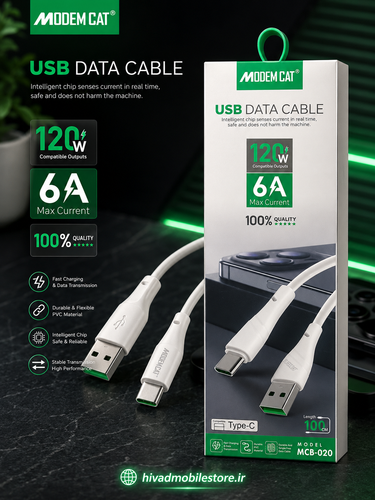 کابل شارژ و انتقال داده USB به Type-C مودم کت مدل MCB-020