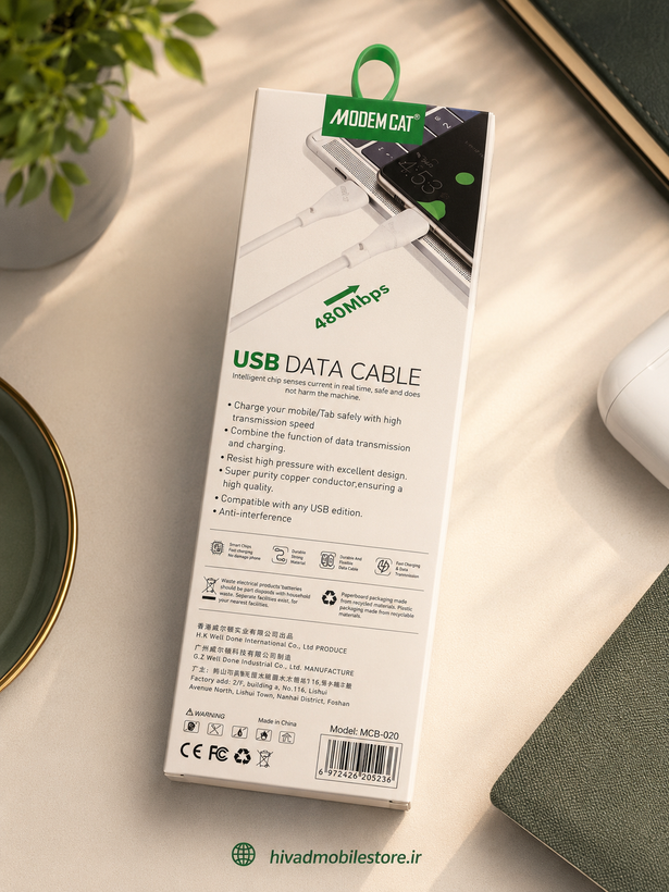 کابل شارژ و انتقال داده USB به Type-C مودم کت مدل MCB-020
