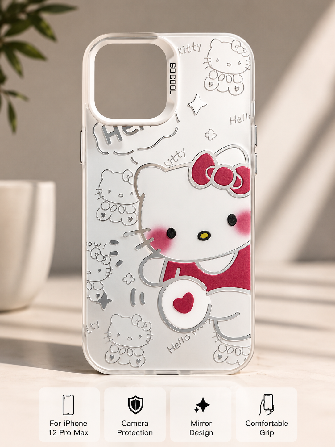 قاب فانتزی برجسته طرح Hello Kitty مناسب آیفون 12 Pro Max