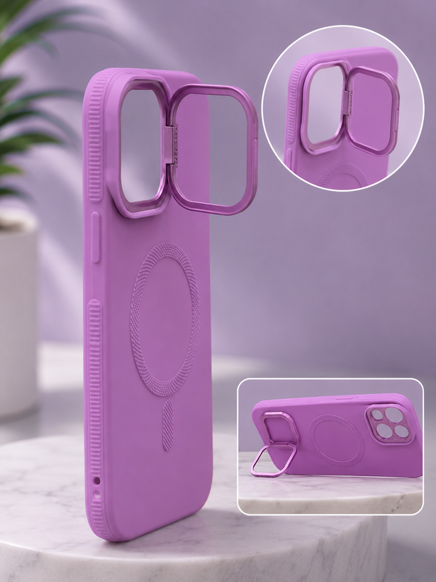 قاب سیلیکونی مگسیف آیفون 13 پرو مکس مدل Camera Stand با استند دوربین