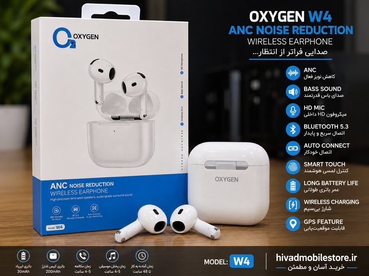 هندزفری بلوتوثی اکسیژن مدل OXYGEN W4 ANC