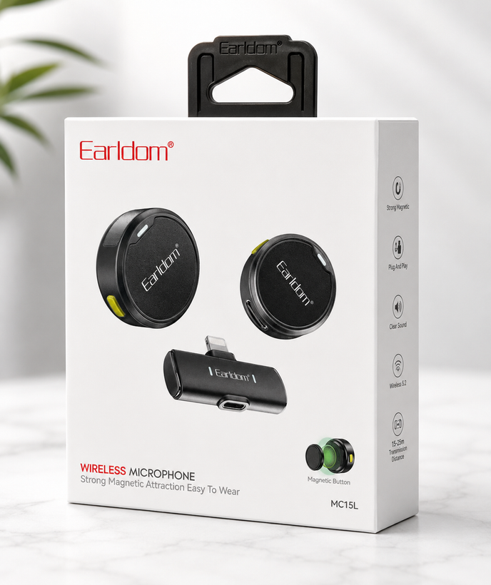 میکروفون بیسیم دو کاربره ارلدرام Earldom ET-MC15L لایتنینگ