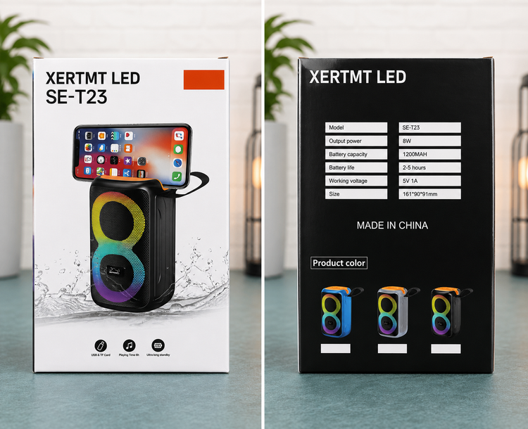 اسپیکر بلوتوثی قابل حمل XERTMT LED مدل SE-T23